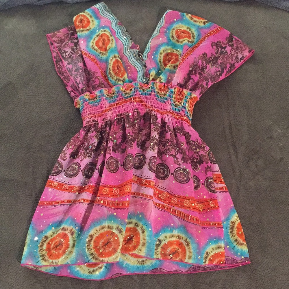 Just in Time tie dye blouse with sequins